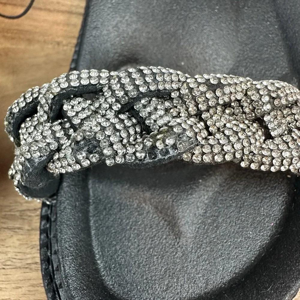 New NWOB‎ Azalea Wang Nikolina Braided Rhinestone Platform Slides Sandals Size 7